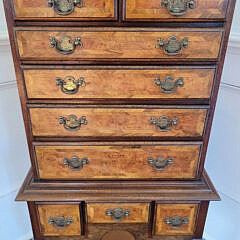 Miniature Vintage Queen Anne Style Multi-Wood Inlaid Highboy