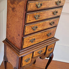 Miniature Vintage Queen Anne Style Multi-Wood Inlaid Highboy