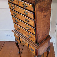 Miniature Vintage Queen Anne Style Multi-Wood Inlaid Highboy