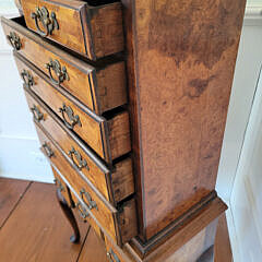 Miniature Vintage Queen Anne Style Multi-Wood Inlaid Highboy