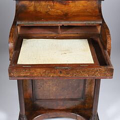 English Burr Walnut Davenport Desk, 19th Century
