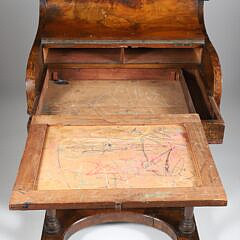 English Burr Walnut Davenport Desk, 19th Century