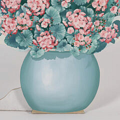 Decorative Painted “Geraniums” Cut Wood Fireboard