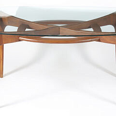 Adrian Pearsall Mid Century Modern Teakwood Dining Table with Glass Top