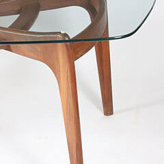 Adrian Pearsall Mid Century Modern Teakwood Dining Table with Glass Top