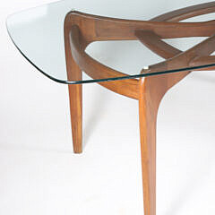 Adrian Pearsall Mid Century Modern Teakwood Dining Table with Glass Top