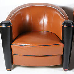 Pair of Adam Tihany 14 “Mariani” Leather Club Chairs for Pace Collection, circa 1980s