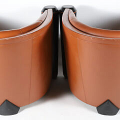 Pair of Adam Tihany 14 “Mariani” Leather Club Chairs for Pace Collection, circa 1980s