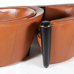 Pair of Adam Tihany 14 “Mariani” Leather Club Chairs for Pace Collection, circa 1980s