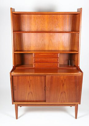Modern Danish Teak High Secretary Bookcase, circa 1960