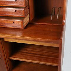 Larsens Mobelfabrik Modern Danish Teak High Secretary Bookcase, circa 1960