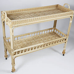 Rattan and Wicker Woven Two Tier Serving Tray