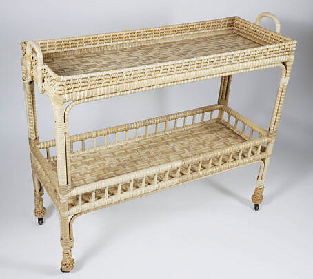 Rattan and Wicker Woven Two Tier Serving Tray