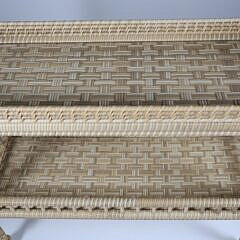 Serena & Lily Rattan and Wicker Woven Two Tier Serving Tray Cart on Wheels