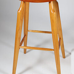 Pair of Signed Stephen Swift Cherry and Ash Bar Stools, circa 1987