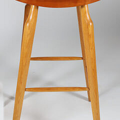 Pair of Signed Stephen Swift Cherry and Ash Bar Stools, circa 1987