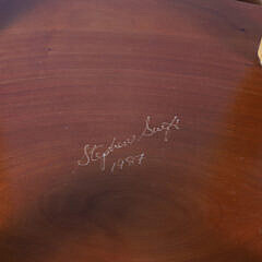 Pair of Signed Stephen Swift Cherry and Ash Bar Stools, circa 1987