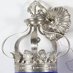 Pair of Cobalt Blue Cut To Clear Glass Light Fixtures