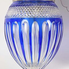 Pair of Cobalt Blue Cut To Clear Glass Light Fixtures
