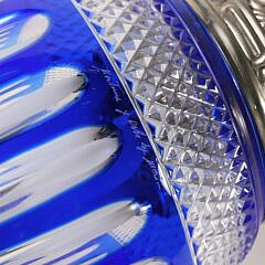 Pair of Cobalt Blue Cut To Clear Glass Light Fixtures