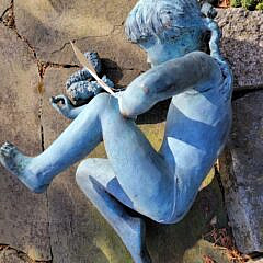Green Patina Bronze Sculpture of a Girl Feeding a Squirrel, Limited Edition 2/10