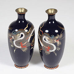Pair of Vintage Miniature Chinese Cloisonne Vases