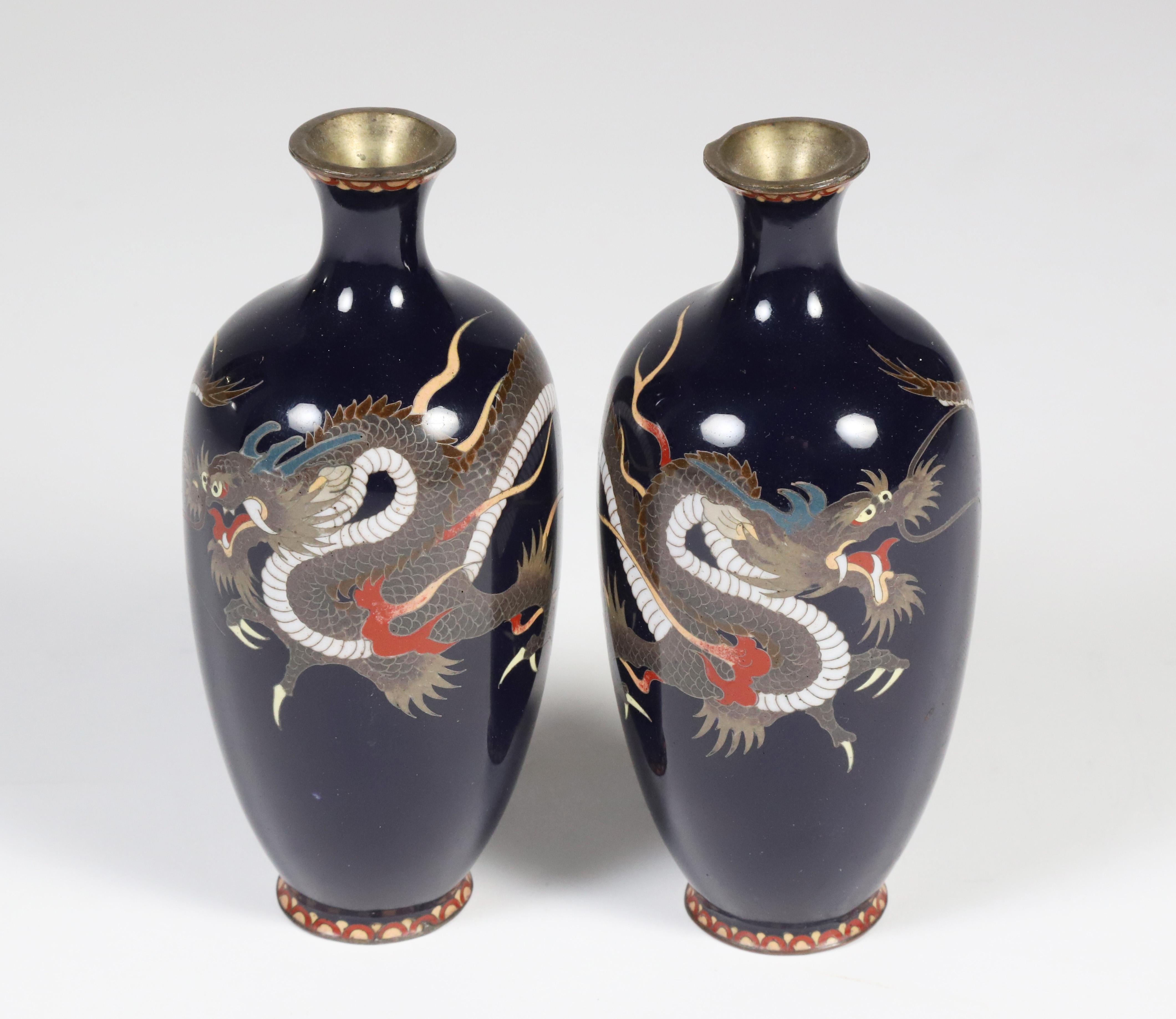 Pair of Vintage Miniature Chinese Cloisonne Vases