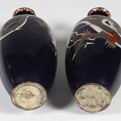 Pair of Vintage Japanese Cloisonne Enamel Vases, Meiji Period