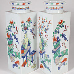 Pair of Chinese Porcelain Square Panel Vases