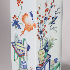 Pair of Chinese Export Famille Verte Porcelain Square Panel Vases, 19th Century