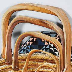 Linda Carnegie Decorative Painted “Lightship Baskets – Amish Quilt” Fireboard