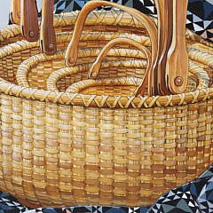 Linda Carnegie Decorative Painted “Lightship Baskets – Amish Quilt” Fireboard