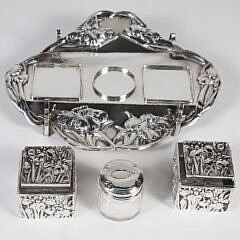 Chinese Export Silver Ink Stand, 19th Century