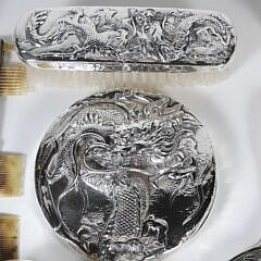 Chinese Export Silver Vanity Set Comprising 15 Pieces