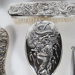 Chinese Export Silver Vanity Set Comprising 15 Pieces
