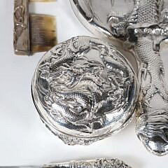 Chinese Export Silver Vanity Set Comprising 15 Pieces
