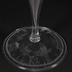 Pair of Two-Light Landscape Engraved Clear Glass Candelabra, 19th Century