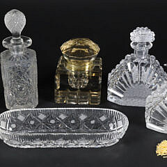 Group of Six Antique Cut Crystal Vanity Pieces