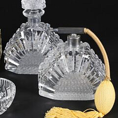 Group of Six Antique Cut Crystal Vanity Pieces