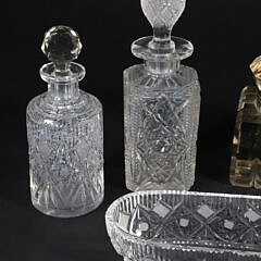 Group of Six Antique Cut Crystal Vanity Pieces