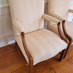 Pair of Upholstered Chippendale Style Library Armchairs