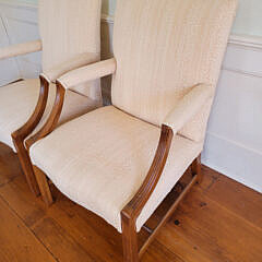 Pair of Upholstered Chippendale Style Library Armchairs