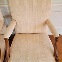 Pair of Upholstered Chippendale Style Library Armchairs