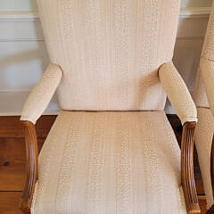 Pair of Upholstered Chippendale Style Library Armchairs