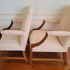 Pair of Upholstered Chippendale Style Library Armchairs
