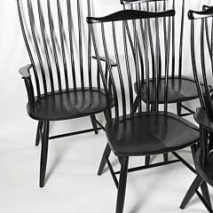 Set of Six Stephen Swift Pomfret Black Stained Dining Chairs