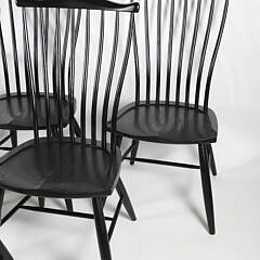 Set of Six Stephen Swift Pomfret Black Stained Dining Chairs