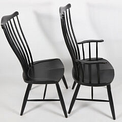 Set of Six Stephen Swift Pomfret Black Stained Dining Chairs