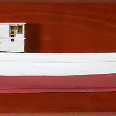 Fred Bruening Red and White Painted Half Hull on Plank "Jacob Pike"