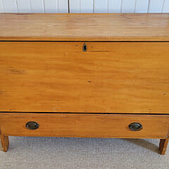 Pine Lift Top Blanket Box Over One Drawer, 19th Century